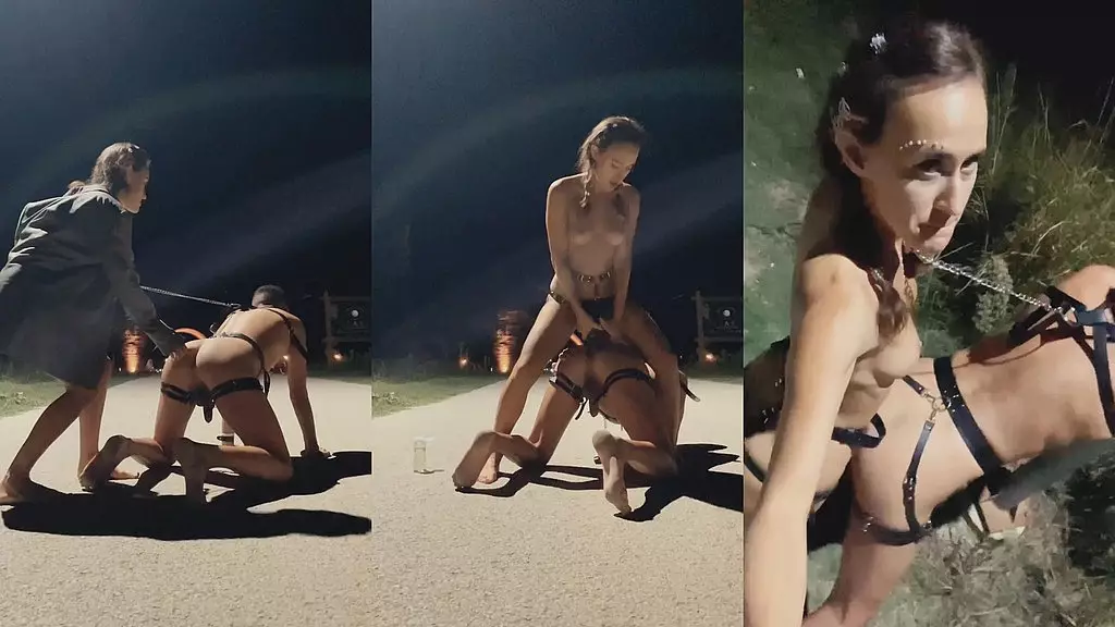 Teen Girl Pegs Guy Hard with Huge Dildo in Public
