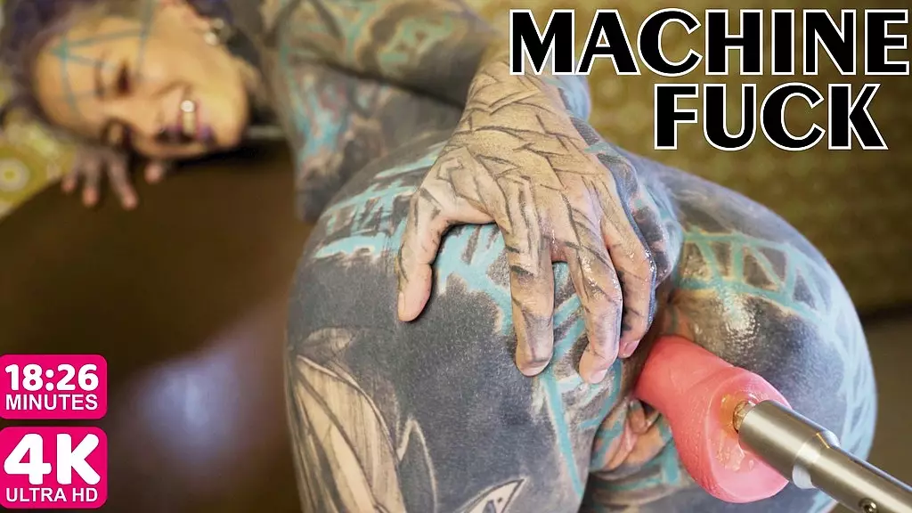 Tattooed Teen Anuskatzz Fucks Machine in Wild Anal Ride