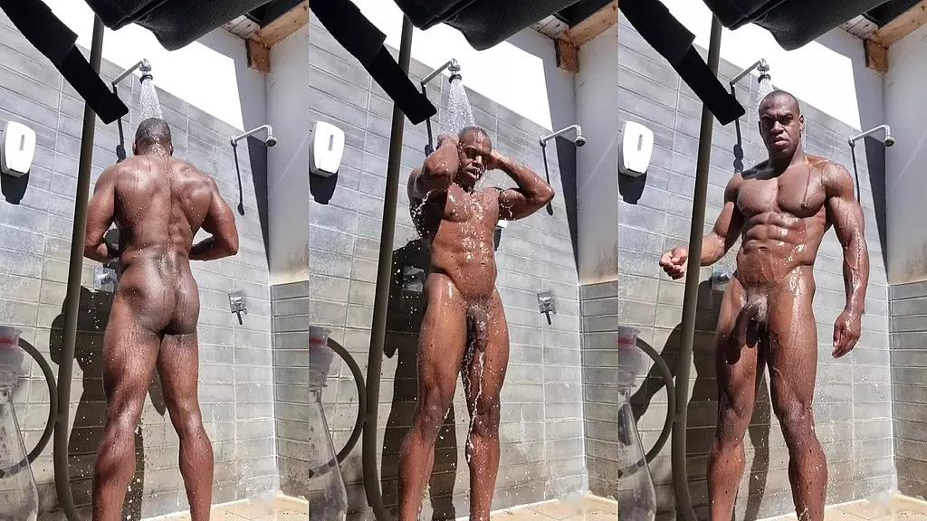 BBW Outdoor Shower Sex on Nudist Camping Trip