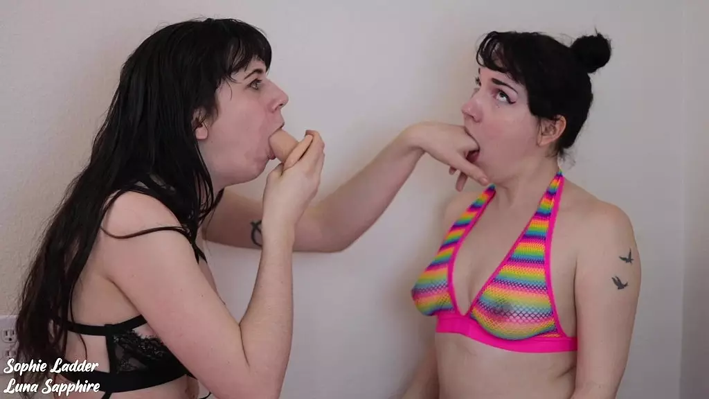 Lesbian Dildo Gagging Spit Fest with Luna Sapphire