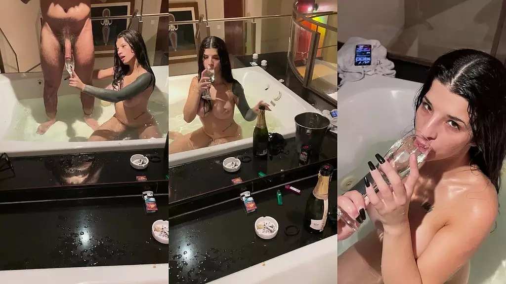 Blonde Babe Drinks BF's Piss in the Jacuzzi!