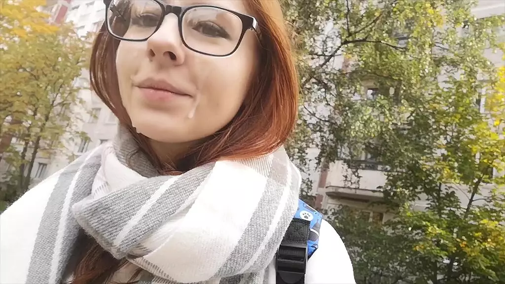 Cum Covered Face Walk with Evie Davis