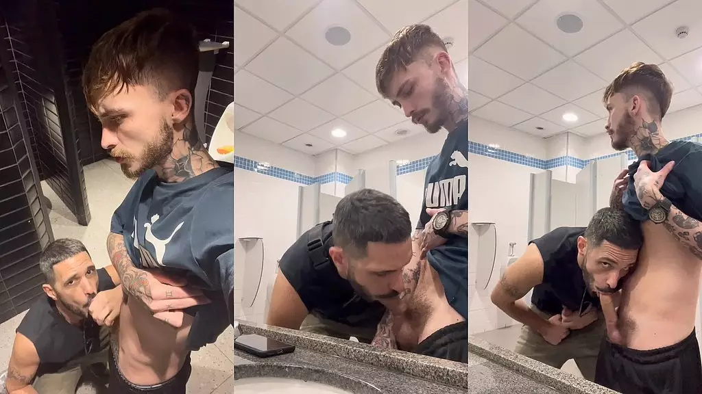 Blonde Anal Whore Hariel Gets Railed in Public Bathroom Orgy