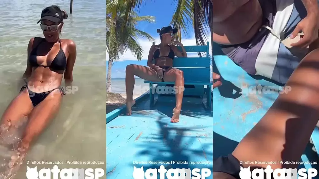 Hot Latina MILF GataaaSp Enjoys Lesbian Beach Romp
