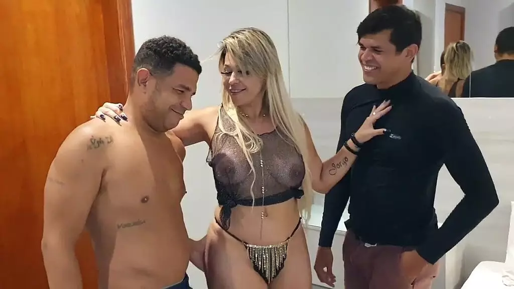 Horny Wife Fucks Husband and Friend at Home