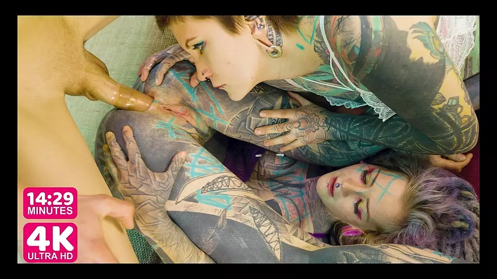 Tattooed Temptresses Take It Hard in the Ass