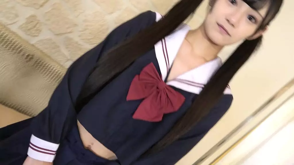 Slender 18yo Japanese Beauty in Uniform Cosplay