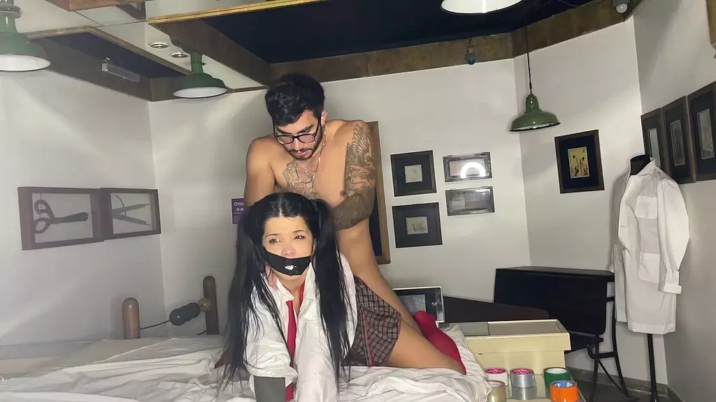 Tiny Student Tied Up and Fucked Hard by Teacher