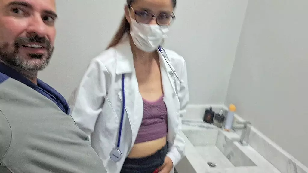 Lesbian MILF Nurses Fuck in Hospital Bathroom