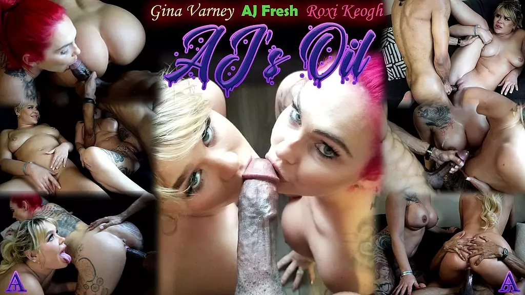 Gina & Roxi Unleash AJ's Oil in Interracial Threesome