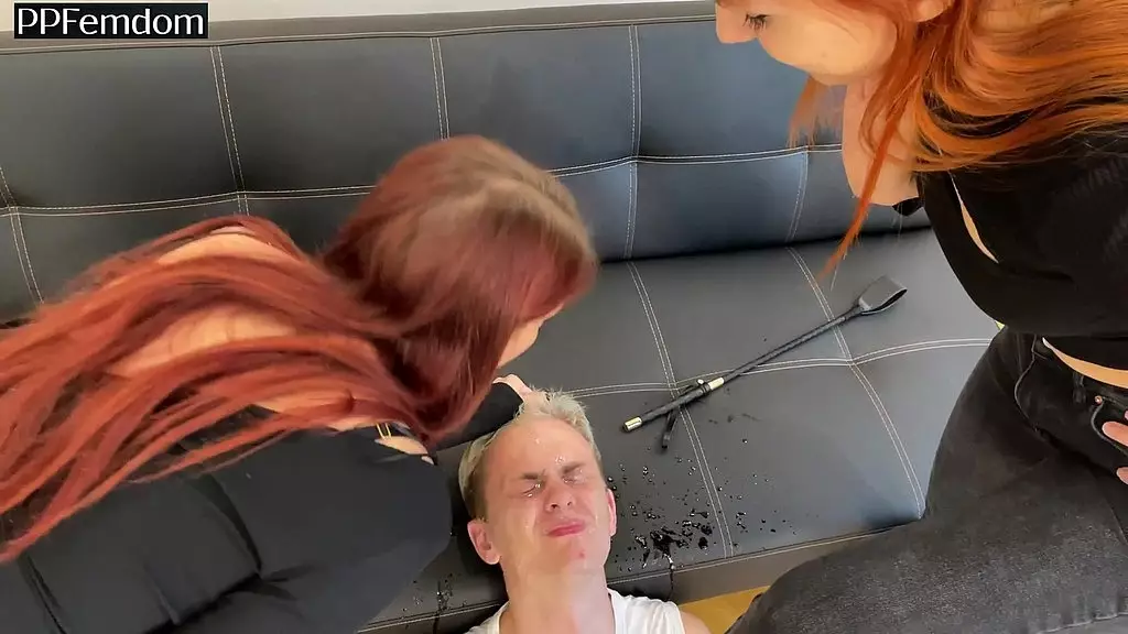 Dominant Redheads Spit in Slave's Face