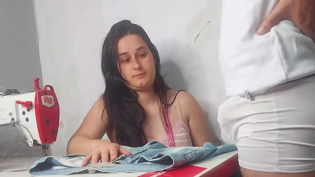 Sultry Seamstress Watches Client's Hard-On