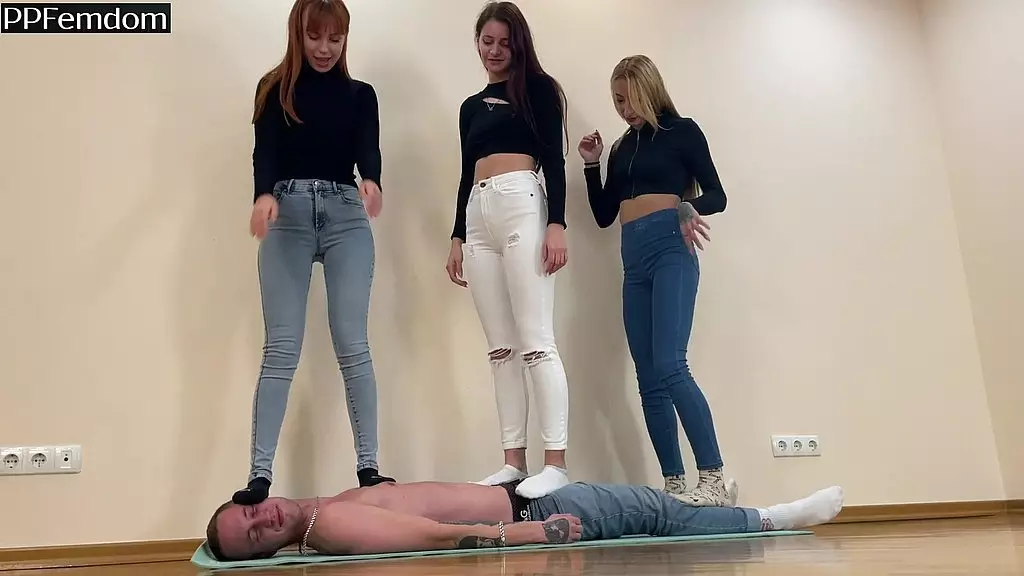 Triple Threat Femdom Trampling with BBW Queens