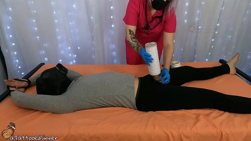 Femdom Nurse Milks Patient's Cum with Machine