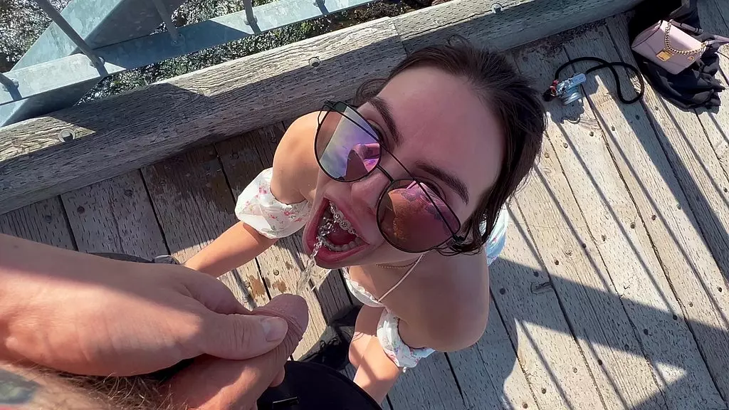 Waterfront Piss Play with Emaleebaby's Brunette Babe