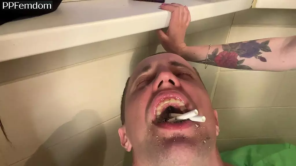 Bitchy Girls Humiliate Slave as Ashtray