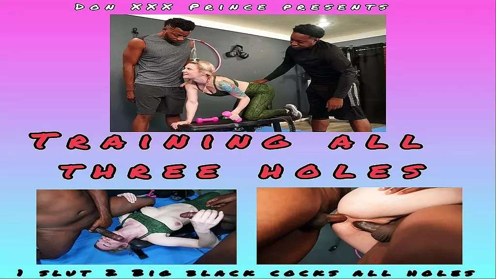 Blonde Bombshell Trained by Two Cocks