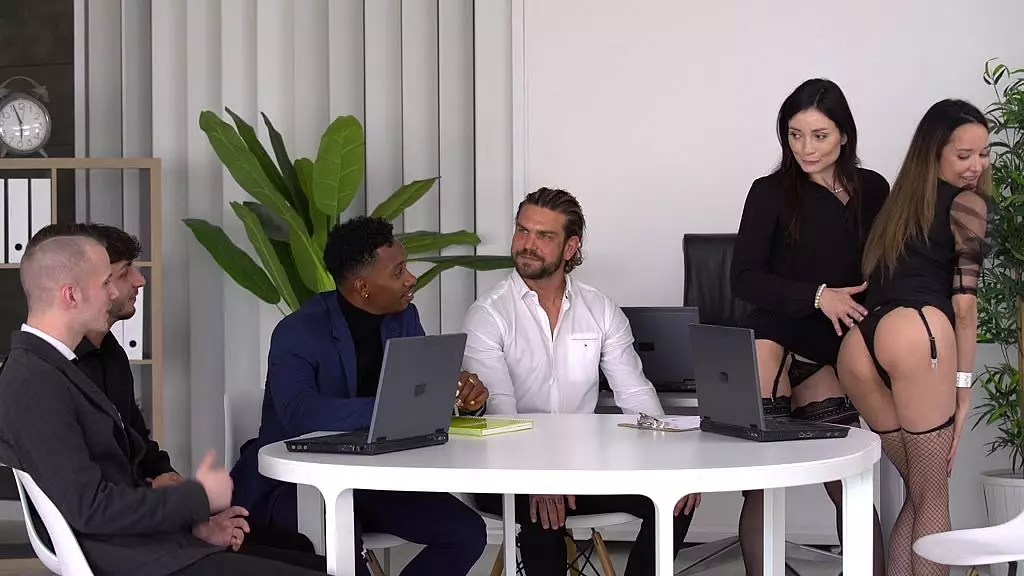 Interracial DP Orgy: Slutty Spanish Brokers Seal the Deal