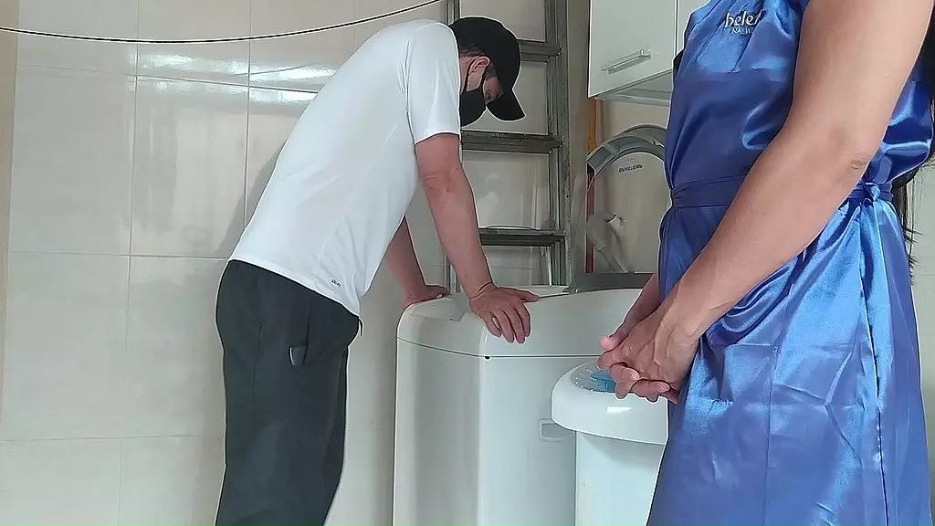 Latina Housewife Seduces Appliance Repairman in Lingerie