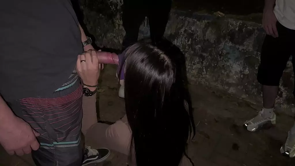 Public Blowjob with a Brunette Beauty