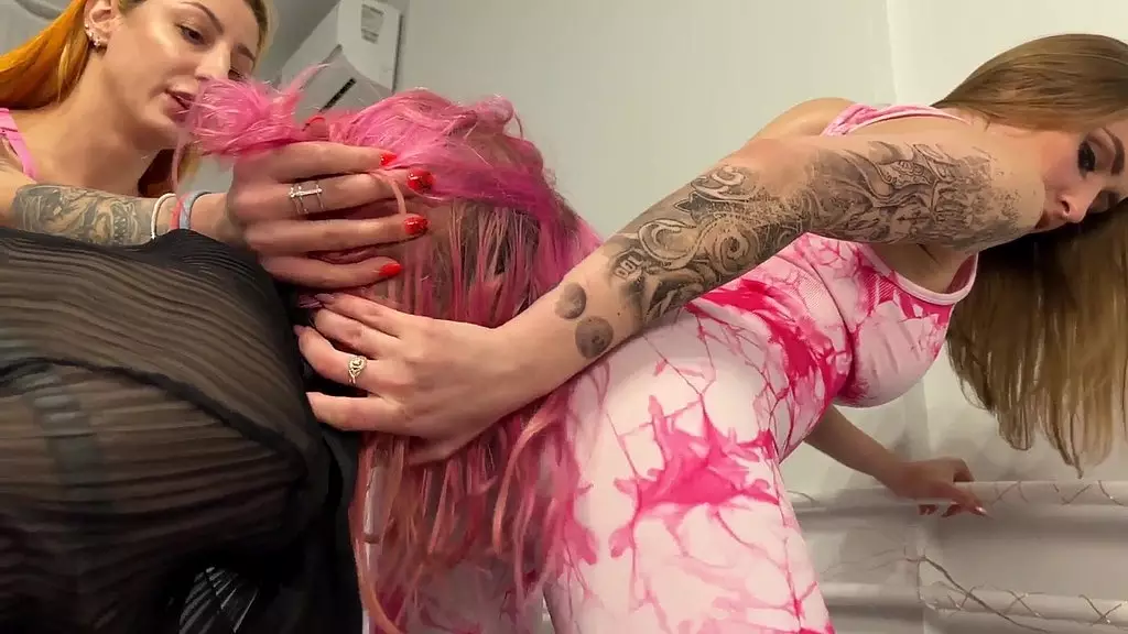 Latina Lesbians Humiliate Cuck in Rough Facesit Action
