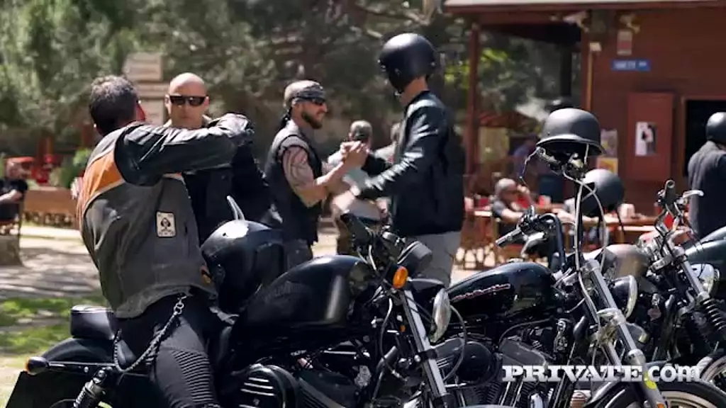 Biker Babe Anna Polina's Threesome DP Adventure